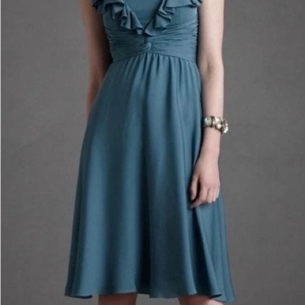 NWOT - Quillaree Chic Teal Midi Dress with Ruffle Detail